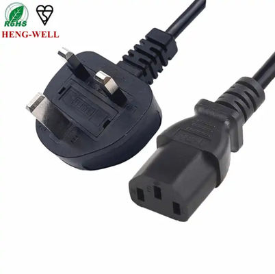 ASTA C13 Bağlantısı Birleşik Krallık Güç Kablosu BSI Birleşik Krallık Kabloları Füz 3 Pin Tüketici Elektronikleri 250A 13A AC Güç Kablosu
