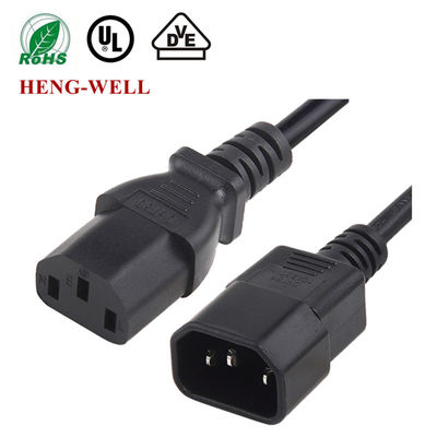 Siyah ABD güç uzatma kablosu, 10A 15A 125V 250V 18AWG Bilgisayar güç kablosu