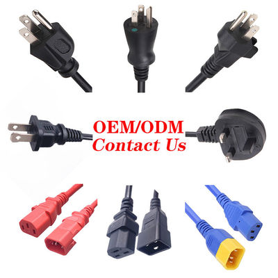 3 Pin Plug 10A 13A 15A 125V dizüstü bilgisayar UL sertifikası AC güç kablosu