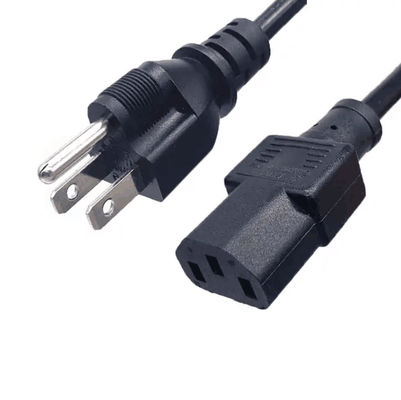 PVC 3 Pin Japonya Güç Kablosu, IEC 320 C13 AC Güç Kablosu 1.8m Siyah Özel
