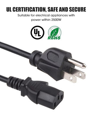 UL Amerikan Güç Kablosu, 3 Pin NEMA 5-15P IE320 C13 US Tipi Güç Kablosuna Bağlantı